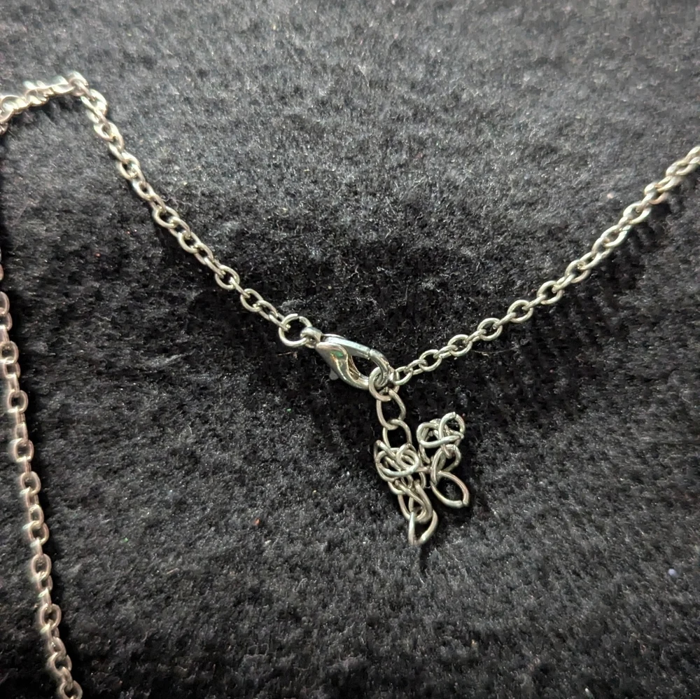 Silver Tone Clear Rhinestone Dainty Delicate Statement Necklace